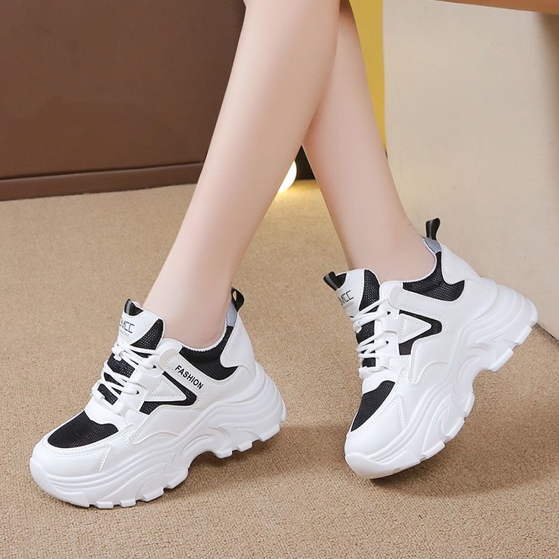 Giày Thể Thao Tăng Chiều Cao Phối Lưới Thoáng Khí Thời Trang Mùa Hè 2023 Cho Nữ