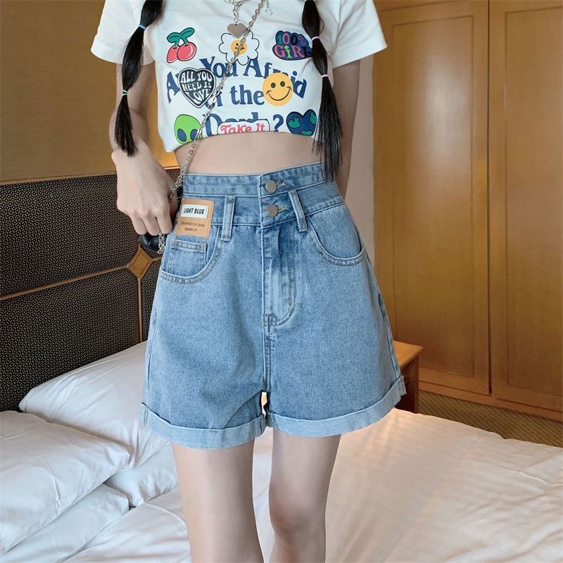 Quần ngắn ống rộng Lưng Cao Thời Trang Mùa Hè Hàn Quốc 2023