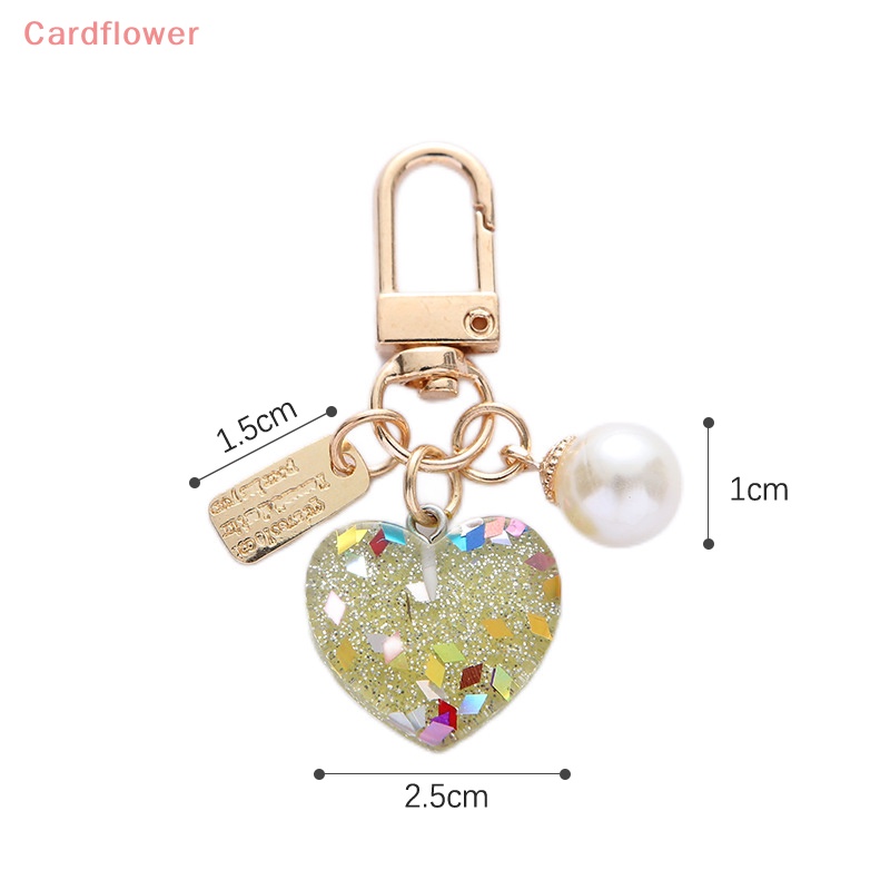 &lt; Cardflower &gt; Móc Khóa Resin Hình Trái Tim Đính Kim Sa Nhiều Màu Sắc Dễ Thương Có Ngọc Trai Phụ Kiện Trang Sức Xe Hơi Nữ Mới