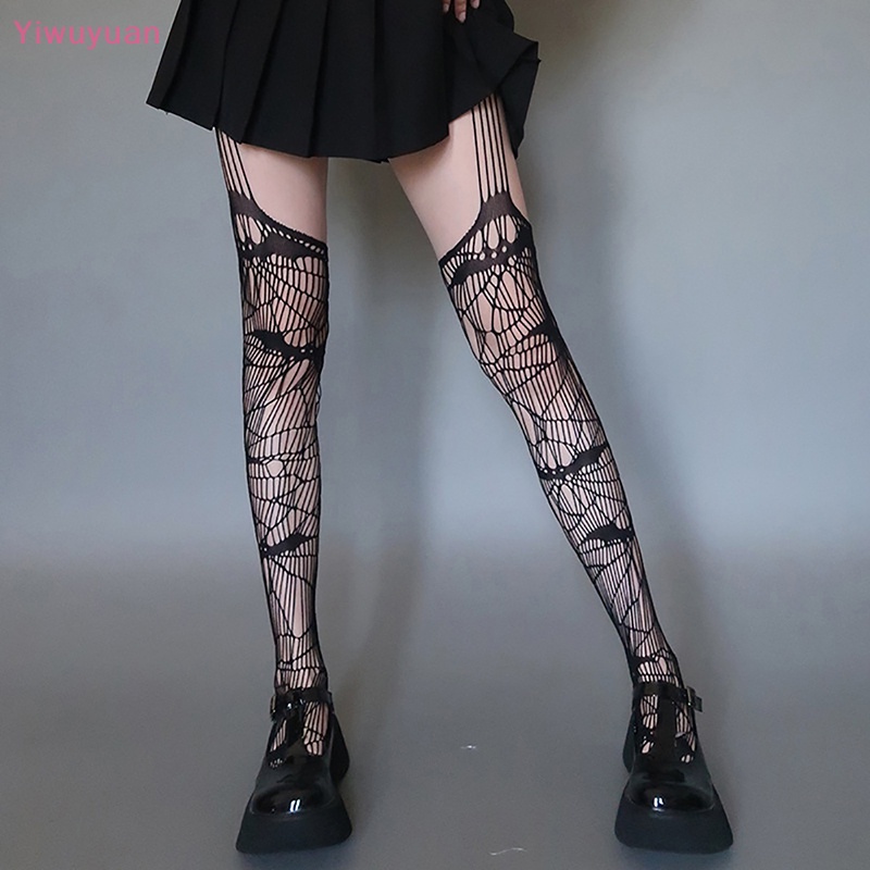 < Yiwuyuan > Quần Tất Lưới Gợi Cảm Nhiều Màu Sắc Phong Cách Punk Cho Nữ