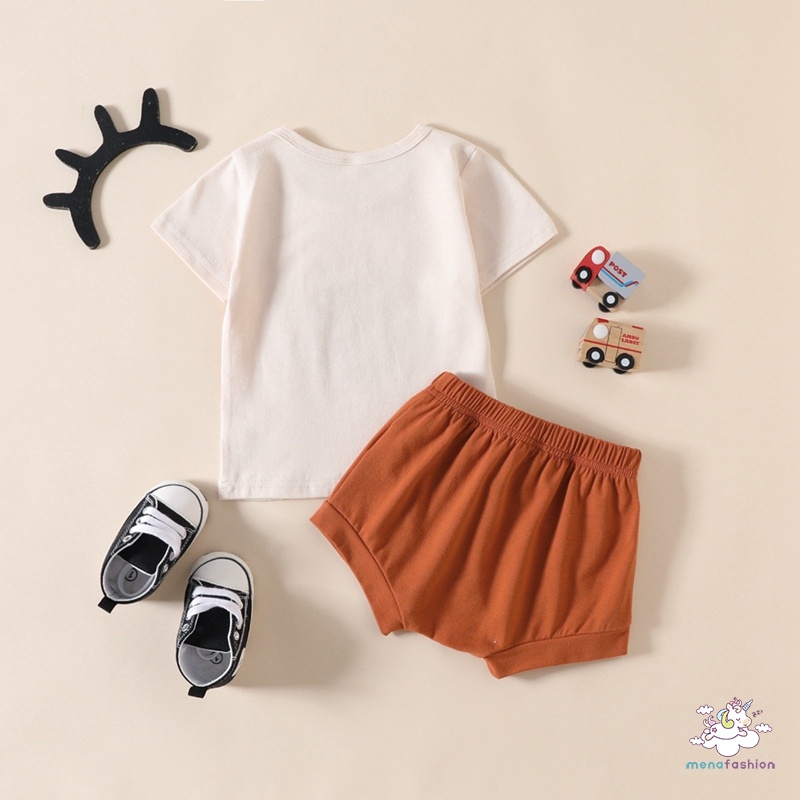 Set Đồ Mùa Hè 2 Món Gồm Áo Thun Tay Cộc In Hình Mặt Trời Dễ Thương + Quần Ngắn Cho Bé Trai