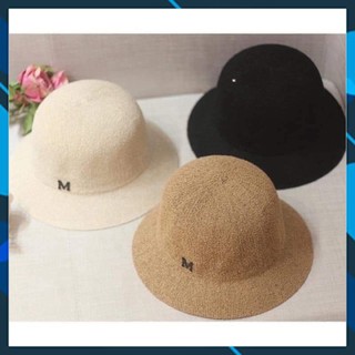 Mũ cói chữ M , Mũ nhiều màu phụ kiện thời trang