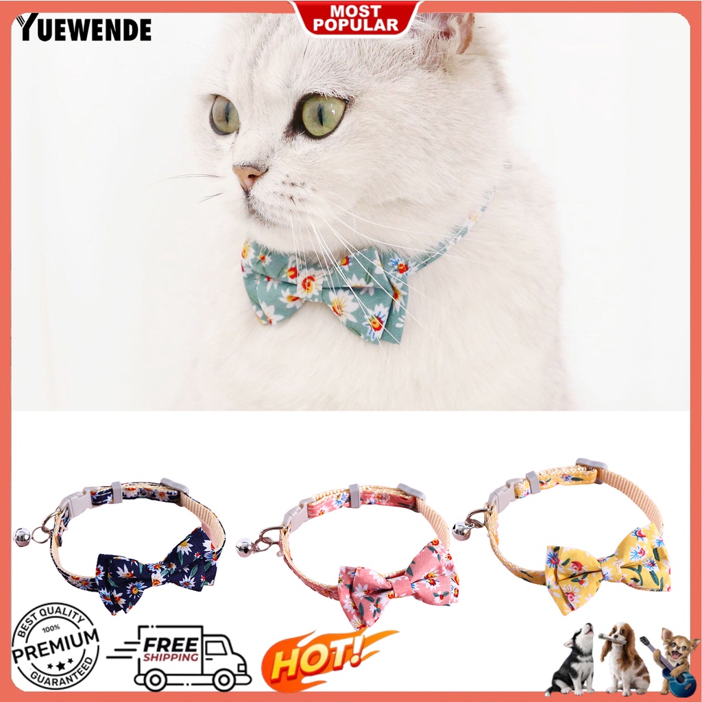 Vòng Cổ Polyester Cotton Thiết Kế Thắt Nơ Có Thể Điều Chỉnh Gắn Chuông Cho Thú Cưng