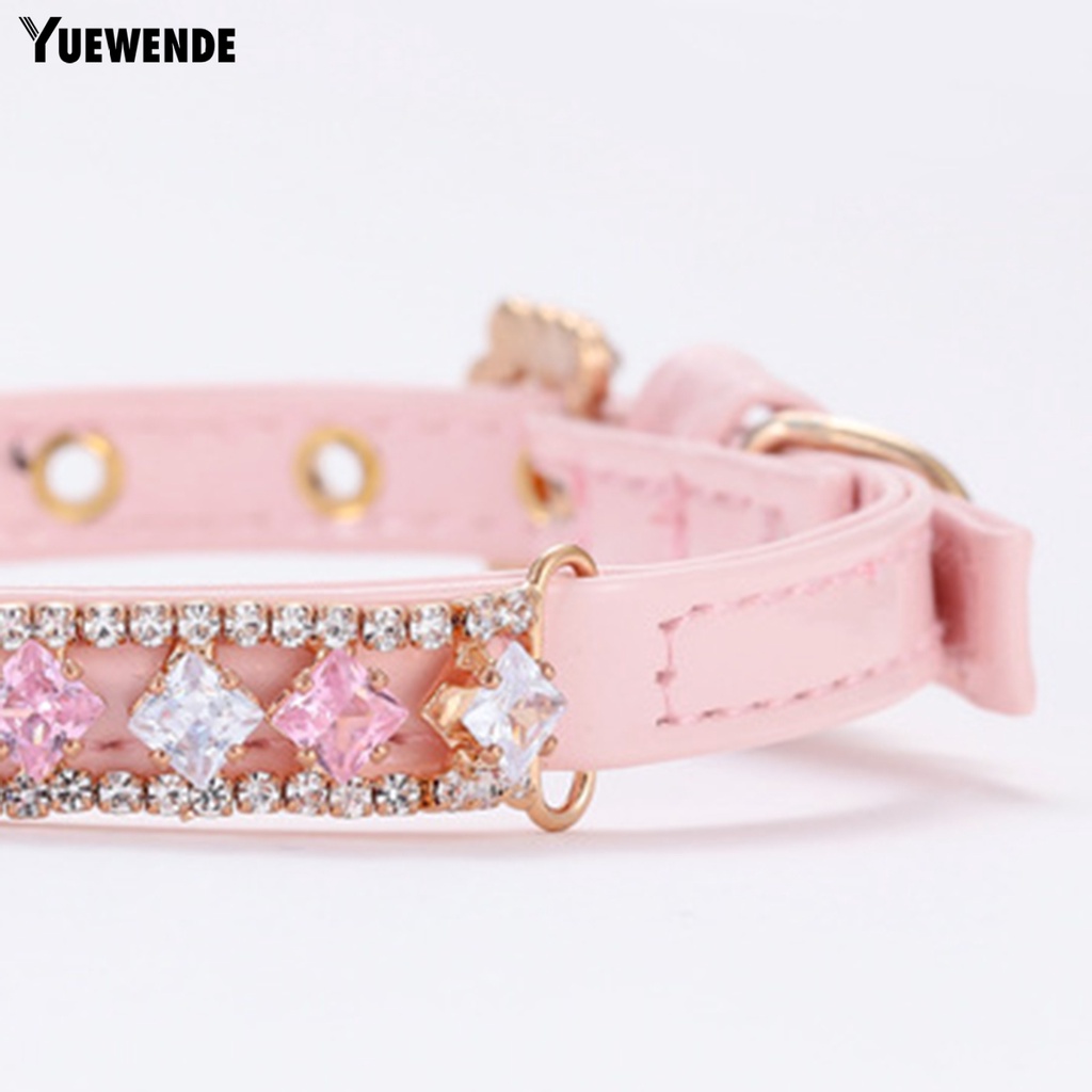 Vòng Cổ YQ.E Bằng Da Bò Đính Đá Có Thể Điều Chỉnh Thời Trang Dành Cho Thú Cưng