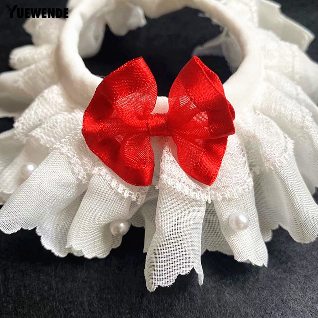 Yq.e Vòng Cổ Yếm Phối Ren Trọng Lượng Nhẹ Trang Trí Hình Cà Vạt Đỏ Mặc Hàng Ngày Thanh Lịch