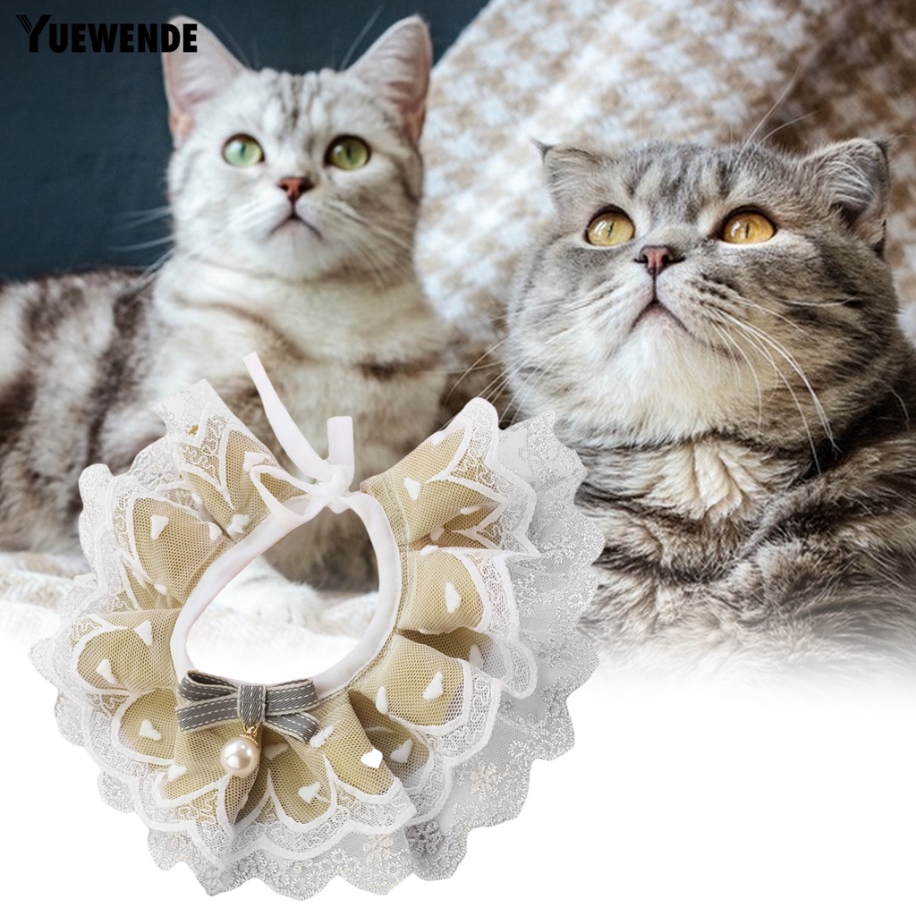 Yq.e Khăn Quàng Cổ Ren Lưới Thoáng Khí Ổn Định Chống Lạc Có Thắt Nơ Trang Trí Ngoài Trời Cho Thú Cưng