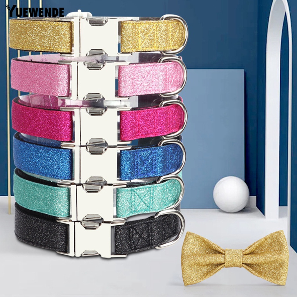 Yq.e Vòng Cổ Nylon Tự Thắt Nơ Đính Kim Sa Điều Chỉnh Được Thông Dụng Cho Cún Cưng Dịp Giáng Sinh