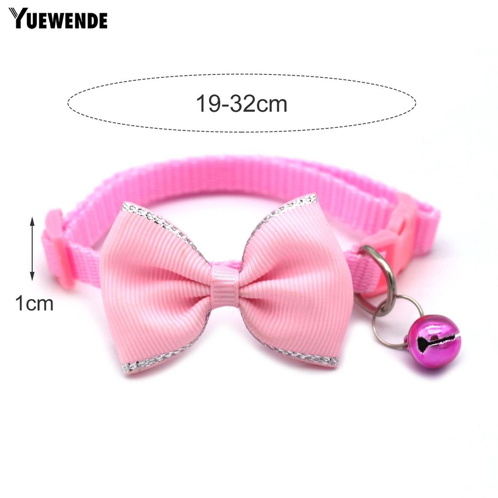 Yq.e Vòng Cổ Thắt Nơ Màu Trơn Dễ Thương Có Chuông Giáng Sinh Cho Mèo Cưng