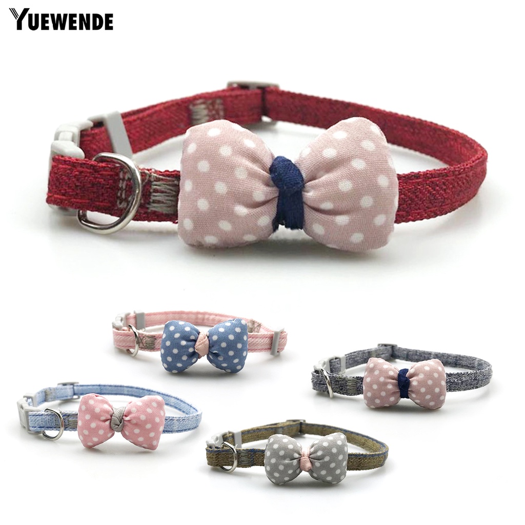 Vòng Cổ Thoáng Khí Không Phai Họa Tiết Kẻ Sọc Đính Nơ Cho Thú Cưng YQ.E