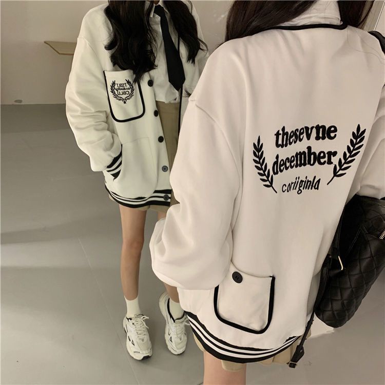 Áo Khoác Bóng Chày Dáng Rộng Thiết Kế Mới Thời Trang Mùa Xuân Thu Theo Phong Cách Hàn Quốc