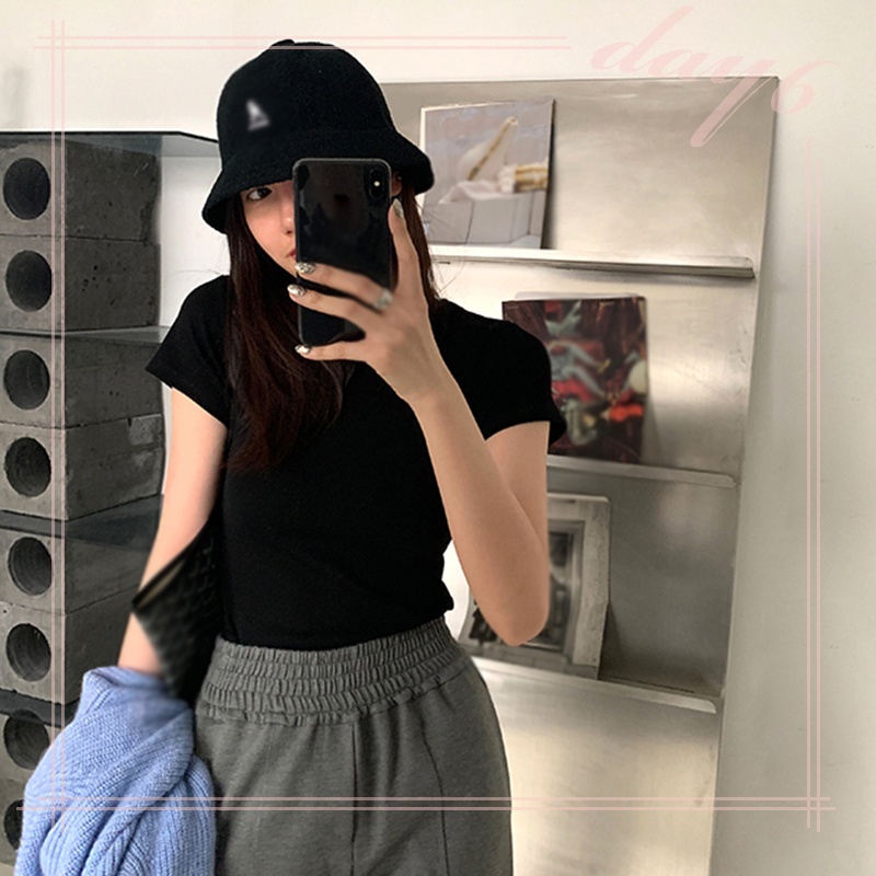 Áo Thun Nữ Tay Ngắn Màu Trơn Thời Trang Hàn Quốc