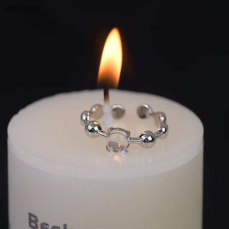 Rt Bộ 2 Nhẫn Mở Đính Đá Pha Lê Lấp Lánh Bằng Hợp Kim Màu Bạc Có Thể Điều Chỉnh Thời Trang Cho Cặp Đôi