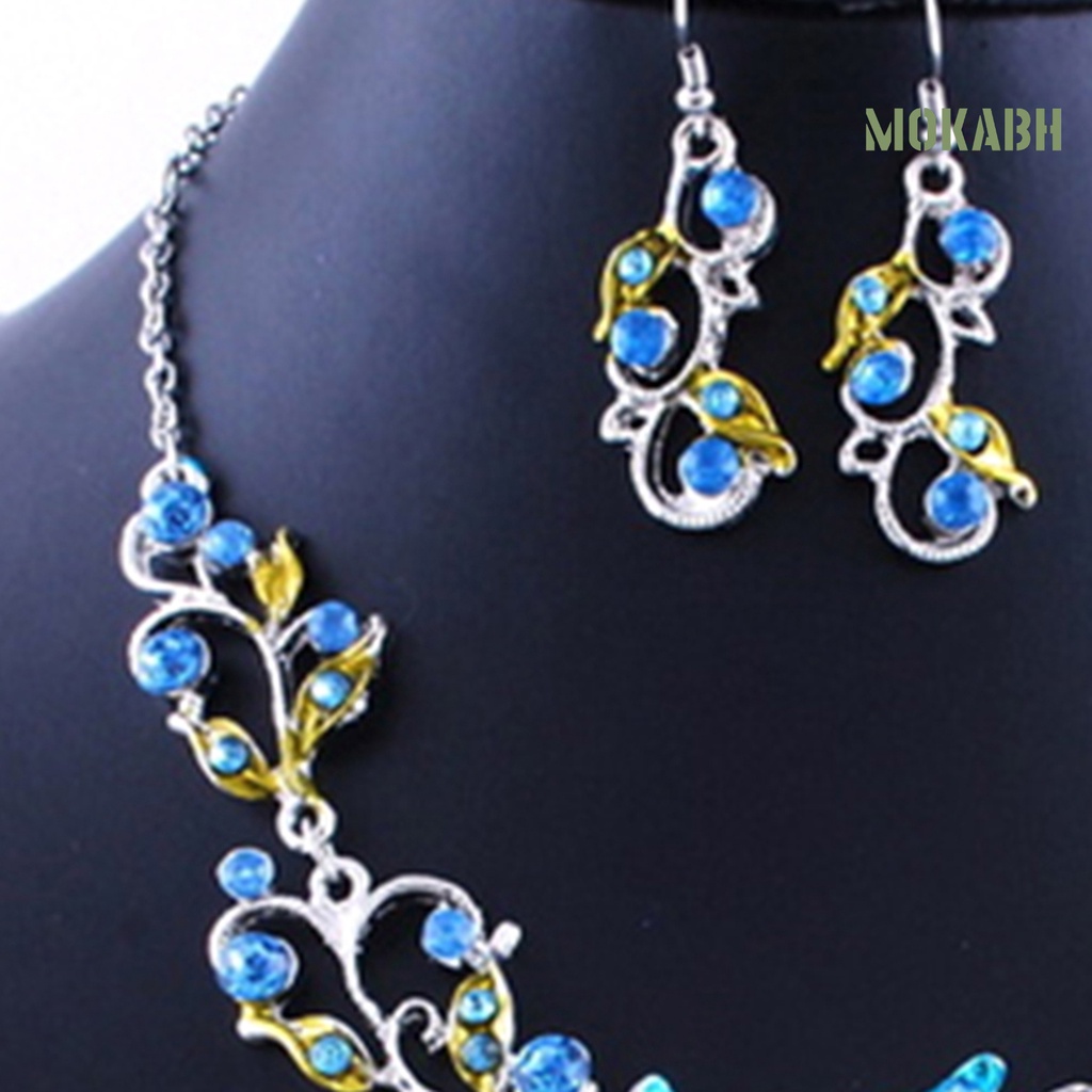 Bộ Vòng cổ + Bông Tai Hình Hoa &amp; Bướm Cổ Điển Cho Nữ