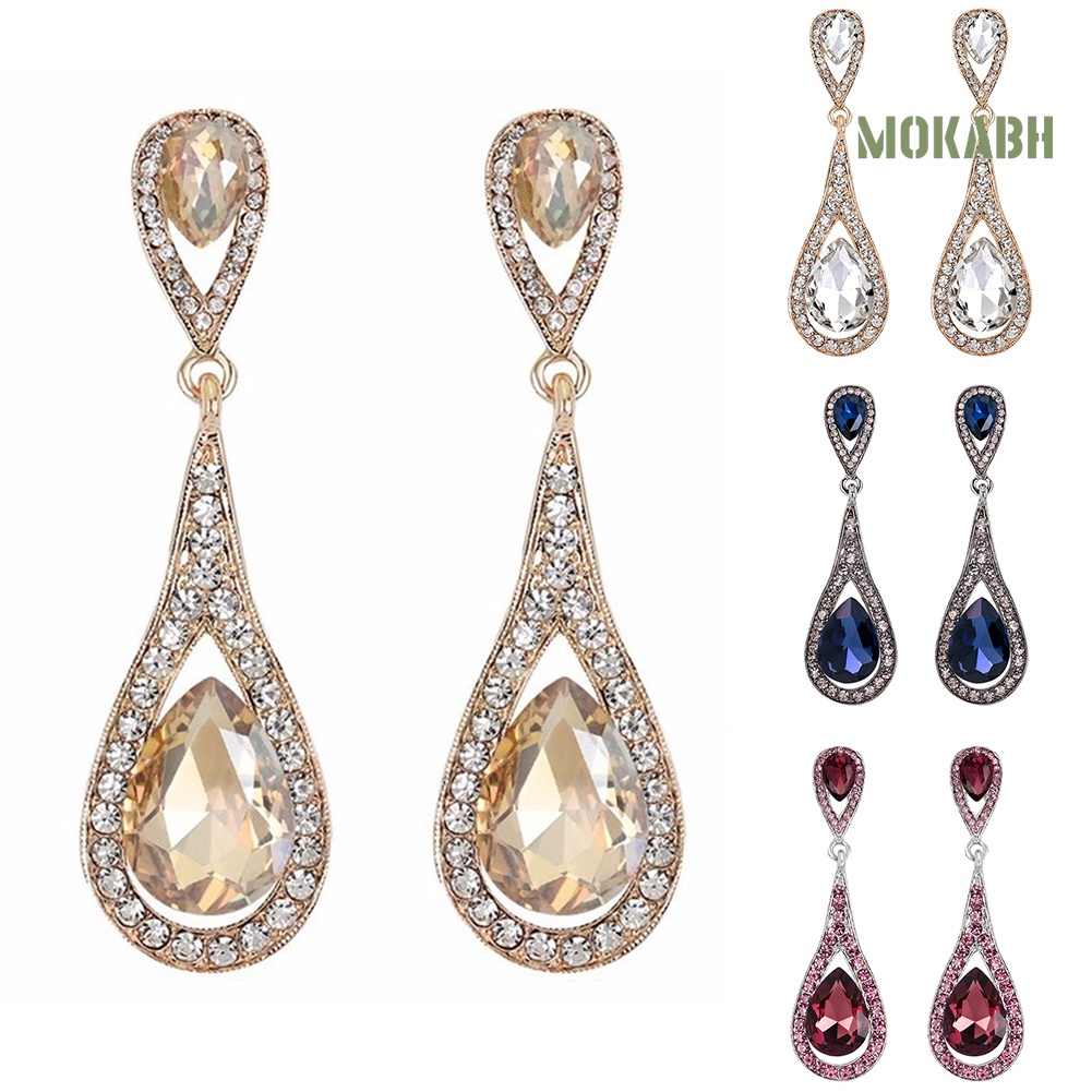 Bông Tai Hình Giọt Nước Đính Đá Giả Thời Trang Dành Cho Nữ