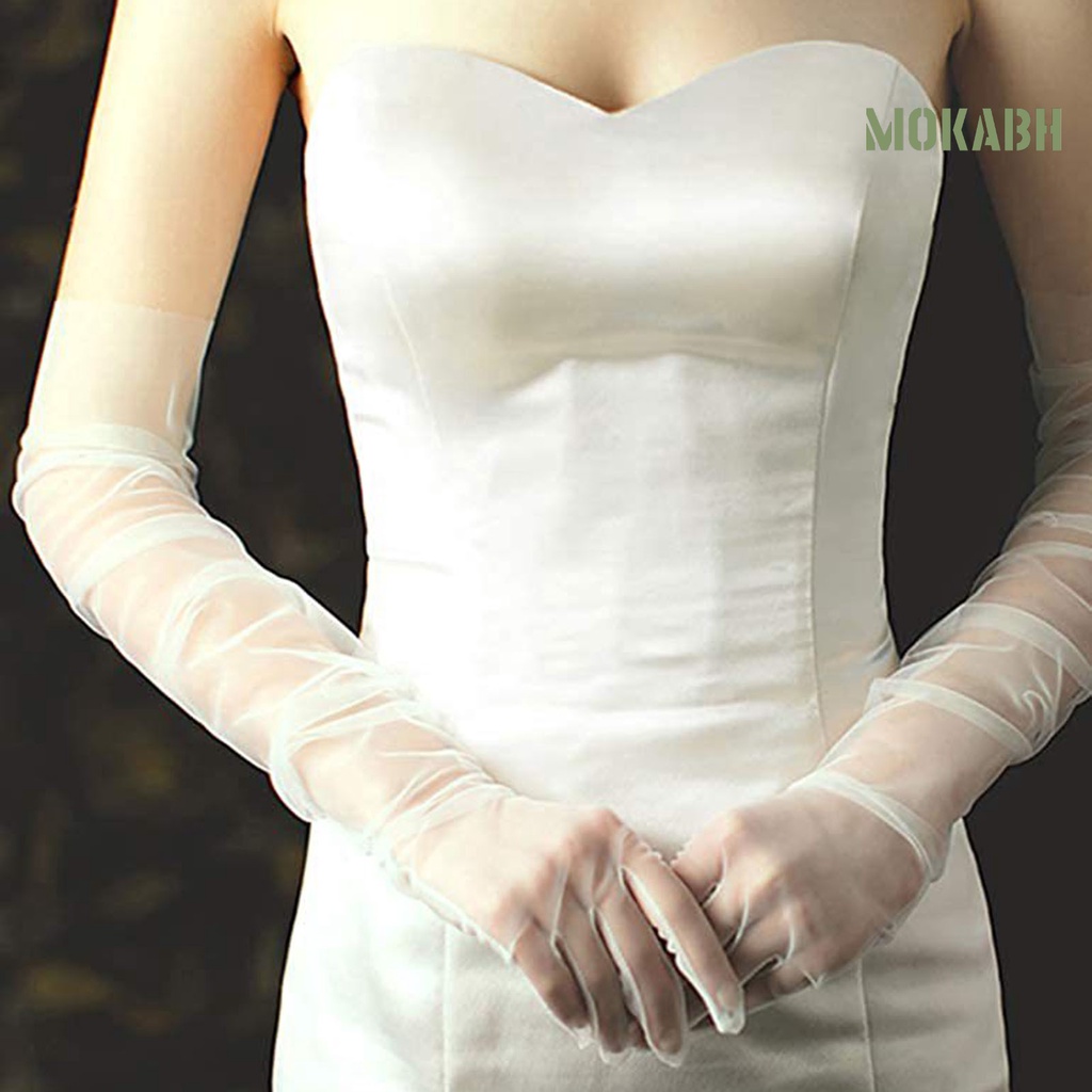 1 Đôi Găng Tay Vải Tuyn Mềm Siêu Mỏng Cao Cấp Chống Trượt Cho Cô Dâu