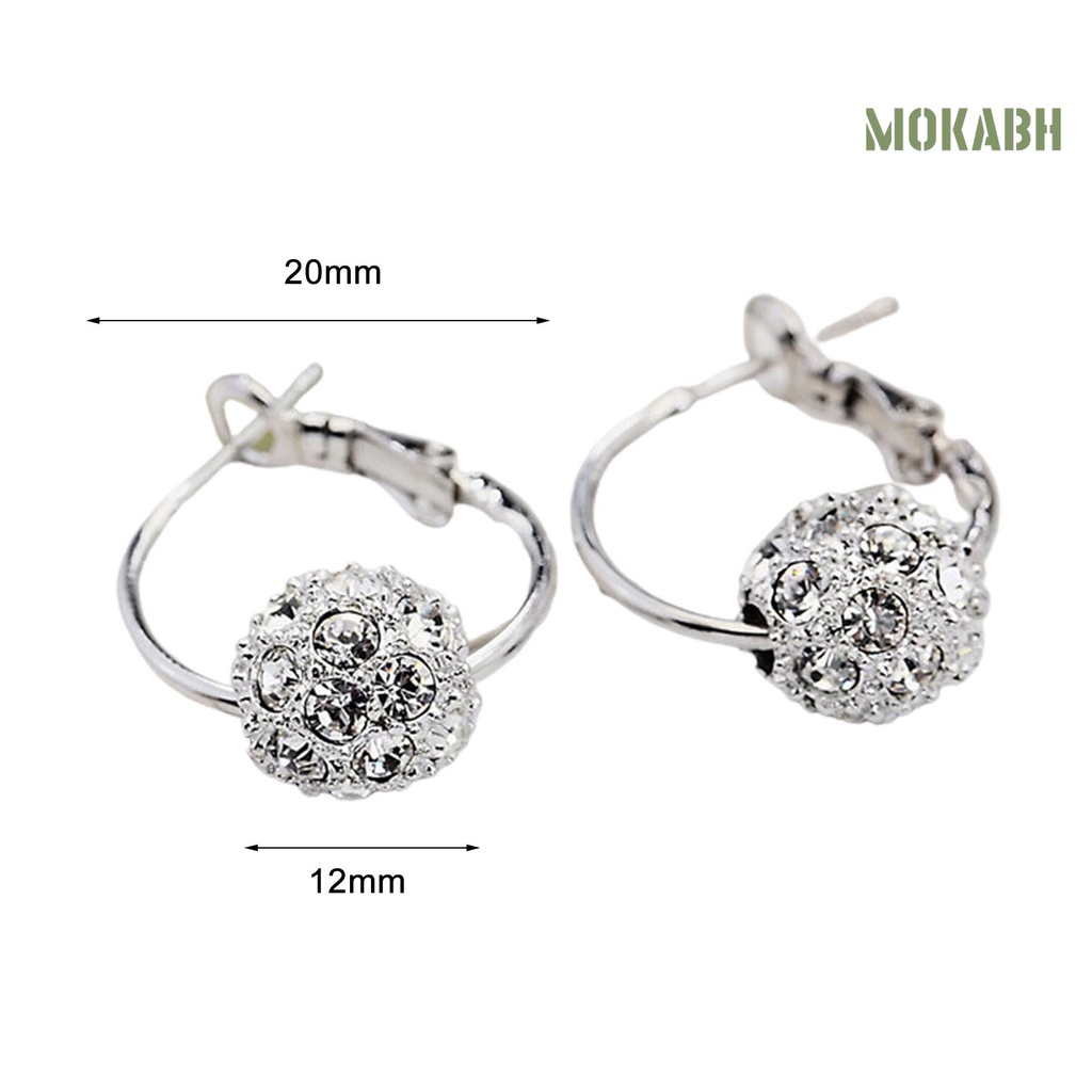 1 Đôi Bông Tai Tròn Đính Đá Nhiều Màu Lấp Lánh