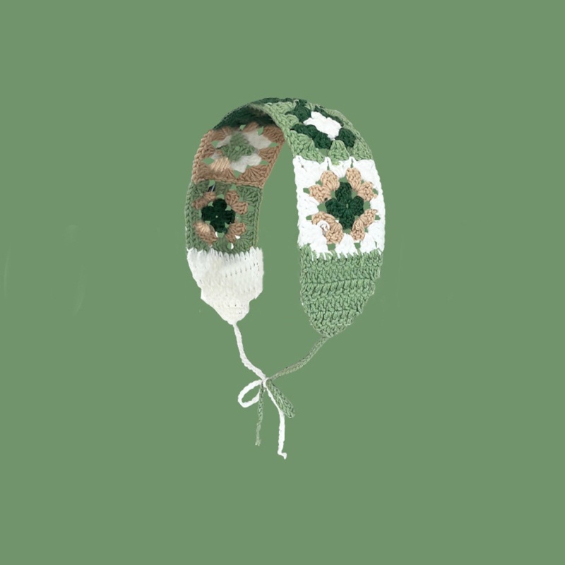 Băng Đô Cài Tóc Bằng Len Móc Thủ Công Họa Tiết Hoa Dễ Thương Chống Nắng Cho Nữ