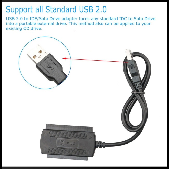 Cáp Chuyển Đổi Usb Sang Ide Sata 480 Mb / s 2.5 Inch / 3.5 Inch Kèm Dây Nguồn 4-pin Cho Ổ Cứng