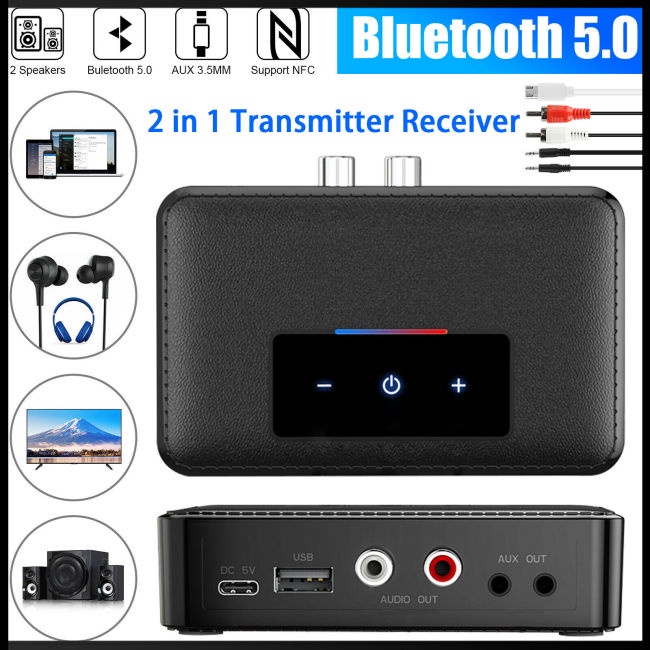 Bộ Truyền Nhận Tín Hiệu Âm Thanh Bluetooth 5.0 3.5mm Aux Nfc Sang 2 Rca