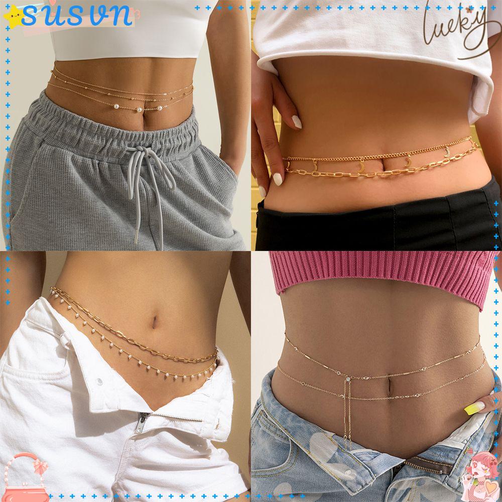 Dây Chuyền Đeo Bụng Đính Hạt Thời Trang Gợi Cảm|Phụ Kiện Trang Sức Bikini