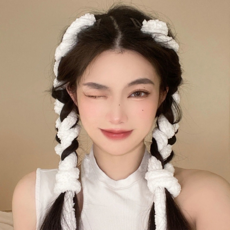 Dây Cột Tóc Phủ Lông Màu Sắc Ngọt Ngào Tùy Chỉnh Thời Trang Xuân Hè Xinh Xắn Cho Nữ