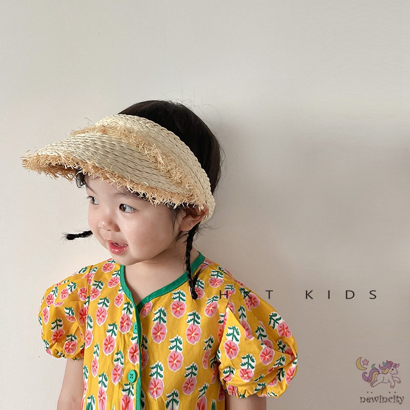 Mũ Cói Hở Chóp Chống Nắng Phong Cách Thời Trang Hàn Quốc Dành Cho Bé