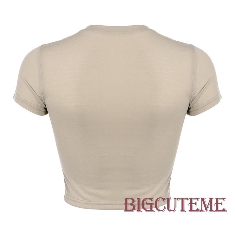 [] Áo Thun Ngắn Tay Cổ Tròn In Họa Tiết Trừu Tượng Ôm Dáng Phong Cách Đường Phố Thời Trang Mùa Hè Cho Nữ