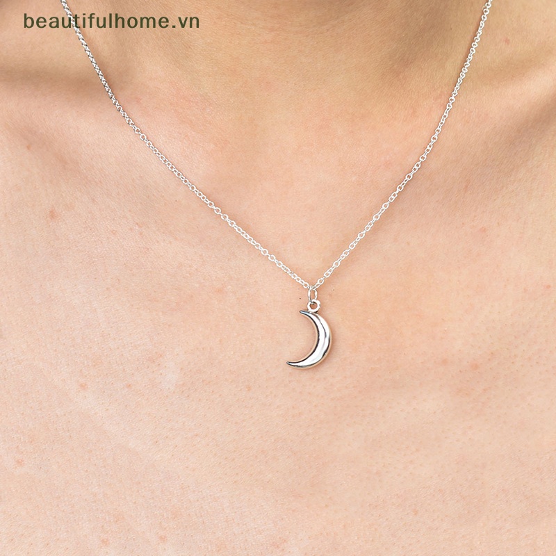 [beautifulhome] Vòng Cổ Choker Kim Loại Mặt Hình Mặt Trăng Đơn Giản Dễ Thương Màu Bạc Phong Cách Bohemia Dành Cho Nữ [beauty]