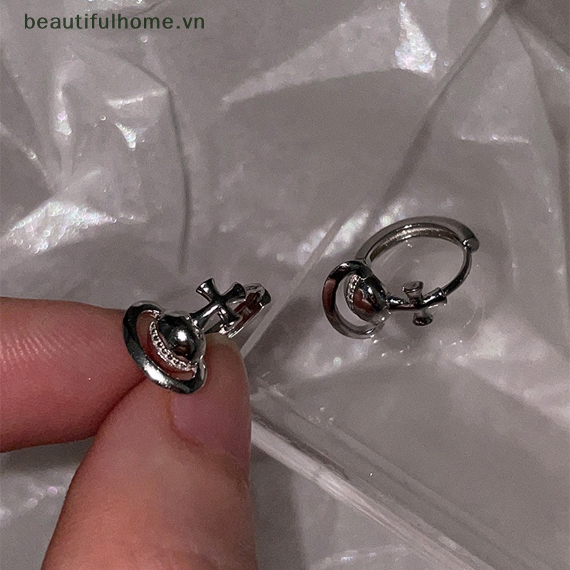 [beautifulhome] Bông Tai Bạc Hình Hành Tinh Thánh Giá Phong Cách Hàn Quốc Sáng Tạo Thời Trang Nữ [beauty]