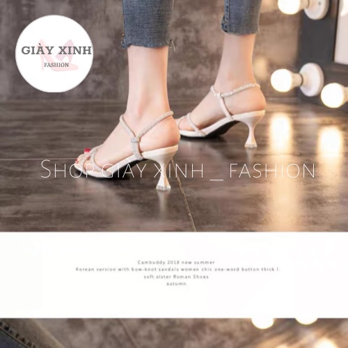 Giày cao gót quai đá óng ánh siêu xinh gót nhọn 7 phân Mã H110
