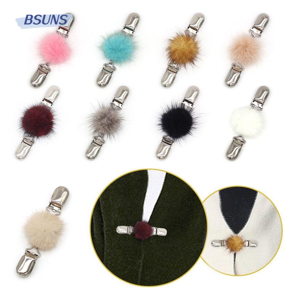 Bsuns Kẹp Cài Khăn Choàng Cardigan Bằng Kim Loại Phối Lông Cho Nữ Sinh Nhật