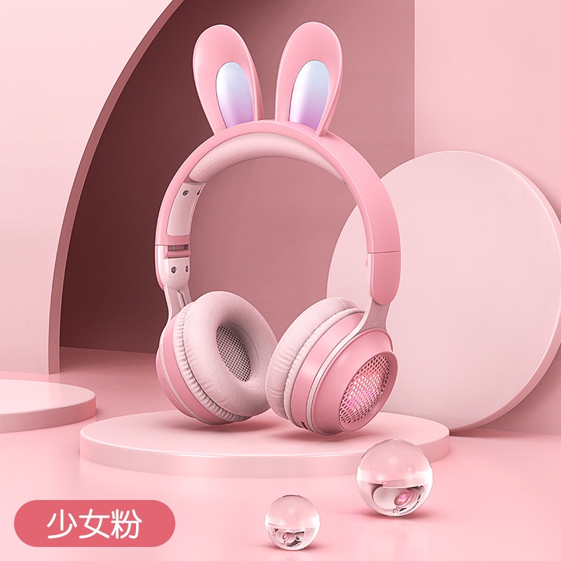 Tai Nghe Bluetooth Ke01 Không Dây Hình Tai Thỏ Đáng Yêu Có Thể Gấp Gọn Jack 3.5mm