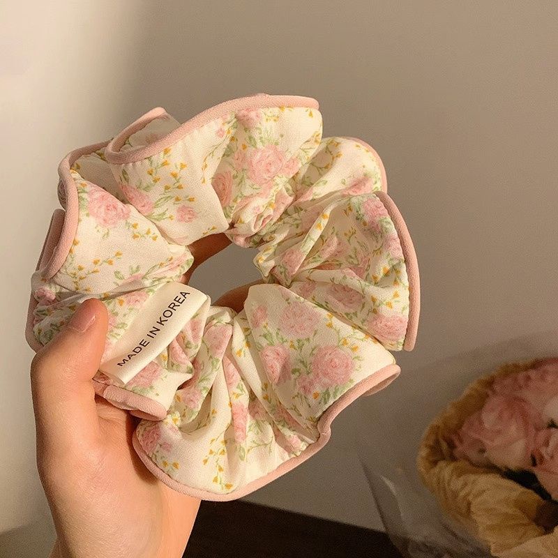Dây Cột Tóc Cỡ Lớn In Họa Tiết Hoa Phong Cách Hàn Quốc Thời Trang Cho Nữ