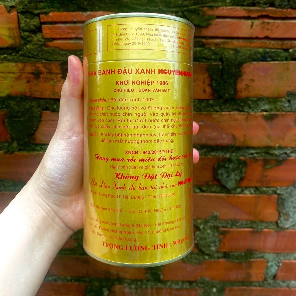 Hộp 500g bột đậu xanh nguyên hương không đường