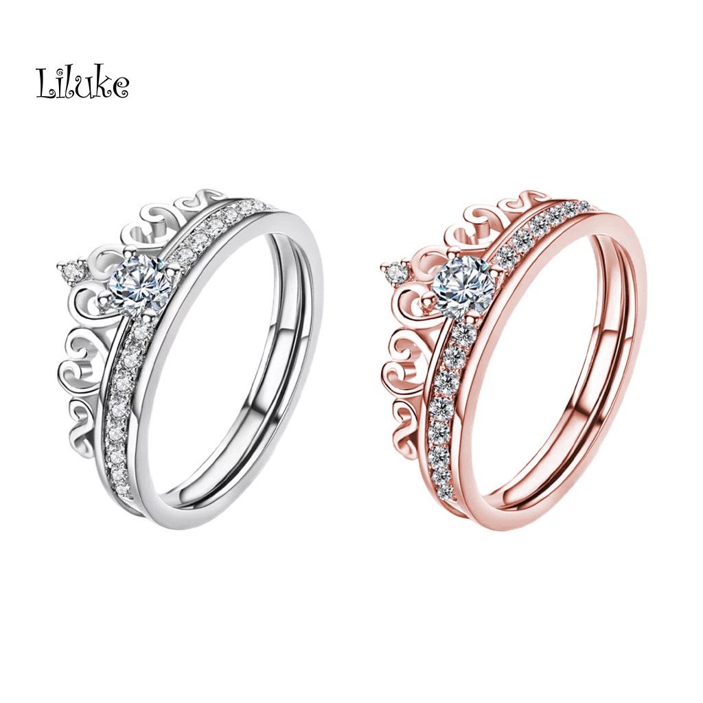 Nhẫn Hợp Kim Màu Trơn Trang Trí Hình Vương Miện Có Thể Tháo Rời Thời Trang Cho Nữ