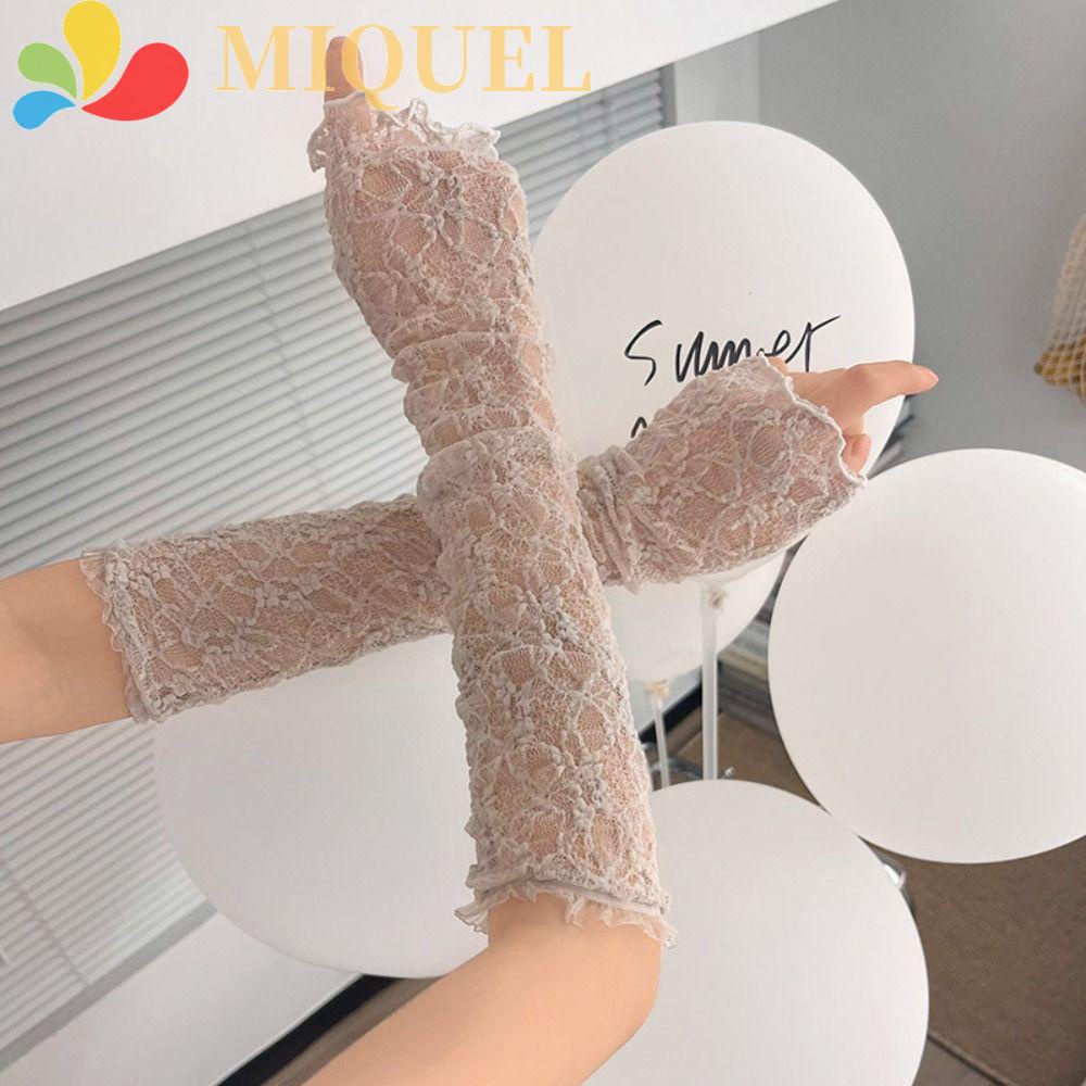 Găng Tay Lưới Hở Ngón Chống Tia UV Y2k Cho Nữ