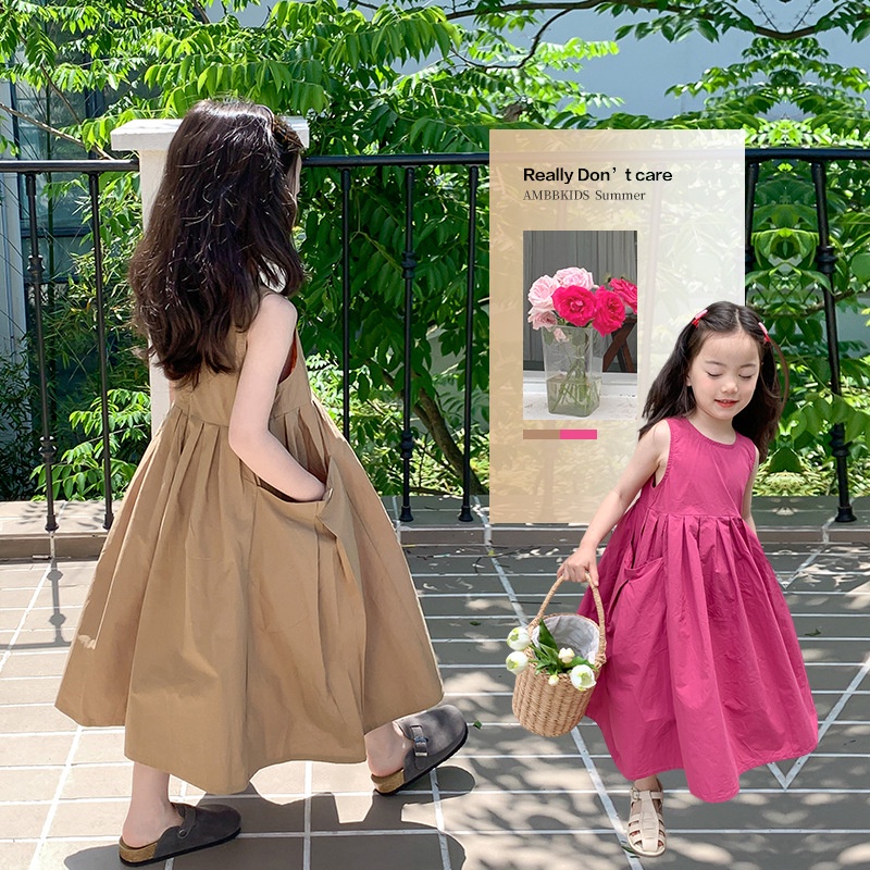 Đầm Công Chúa Không Tay Chất Liệu Cotton Thời Trang Mùa Hè 2023 Cho Bé Gái