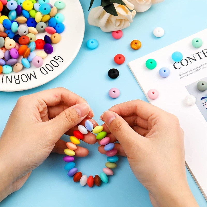 Set 240 Hạt Silicone Xỏ Vòng Tay / Vòng cổ / Móc Khóa DIY Không Độc Hại Dành Cho Người Lớn