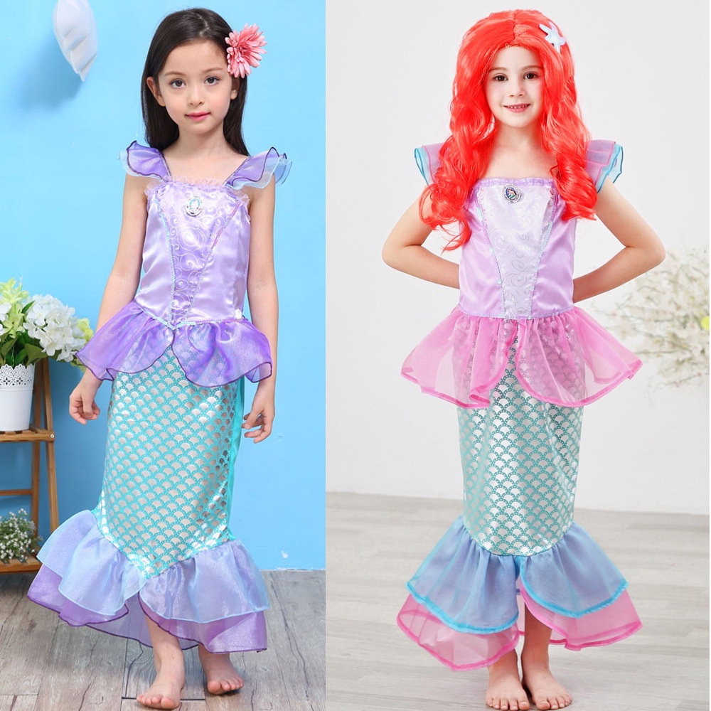 Cô gái nàng tiên cá nhỏ Ariel công chúa đầm dạ hội đầm dạ hội đầm dạ hội đầm trình diễn đầm trẻ em ưa thích trang phục Halloween