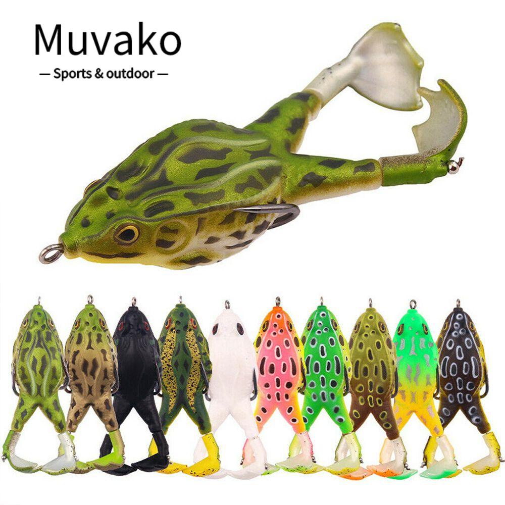 MUVAKO Bộ 2 Mồi Câu Cá Hình Ếch Bằng Cao Su Mềm