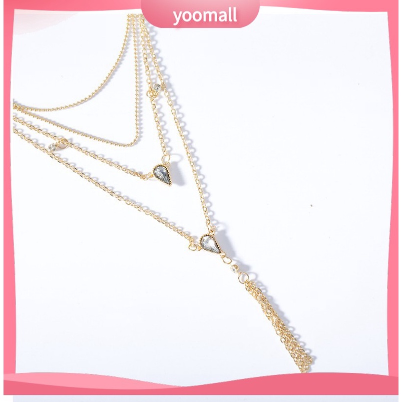 Vòng cổ Nhiều Lớp Đính Đá Tua Rua Thời Trang