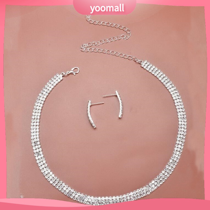Bộ Vòng cổ + Bông Tai Đính Đá zircon Toàn Diện Dễ Phối Đồ