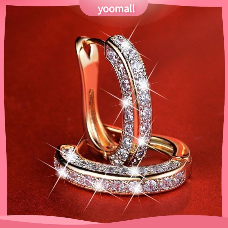 [YM] Khuyên Tai Kẹp Ba Mặt Đính Kim Cương Giả Thời Trang Mới