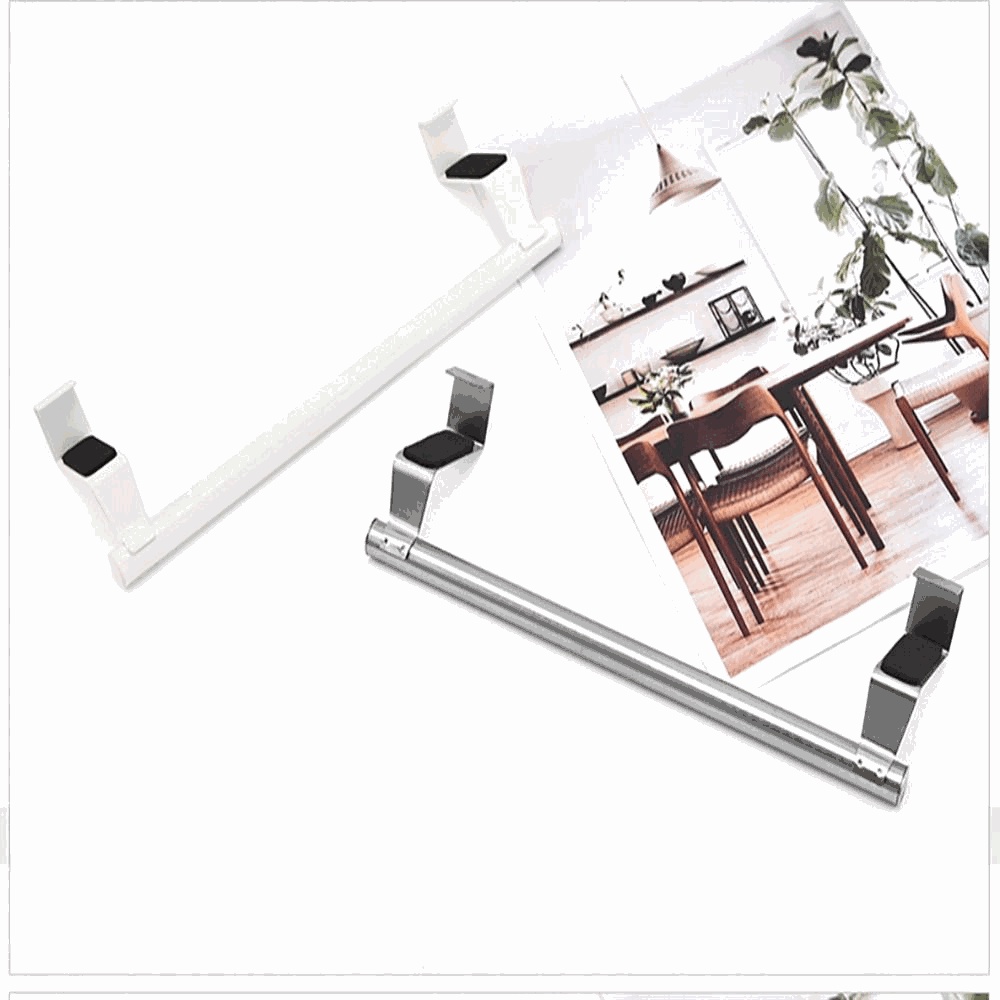 Set 2 Giá Đỡ Treo Khăn Tắm Bằng Thép Không Gỉ Màu Trắng / Đen Tiện Dụng Cho Nhà Bếp