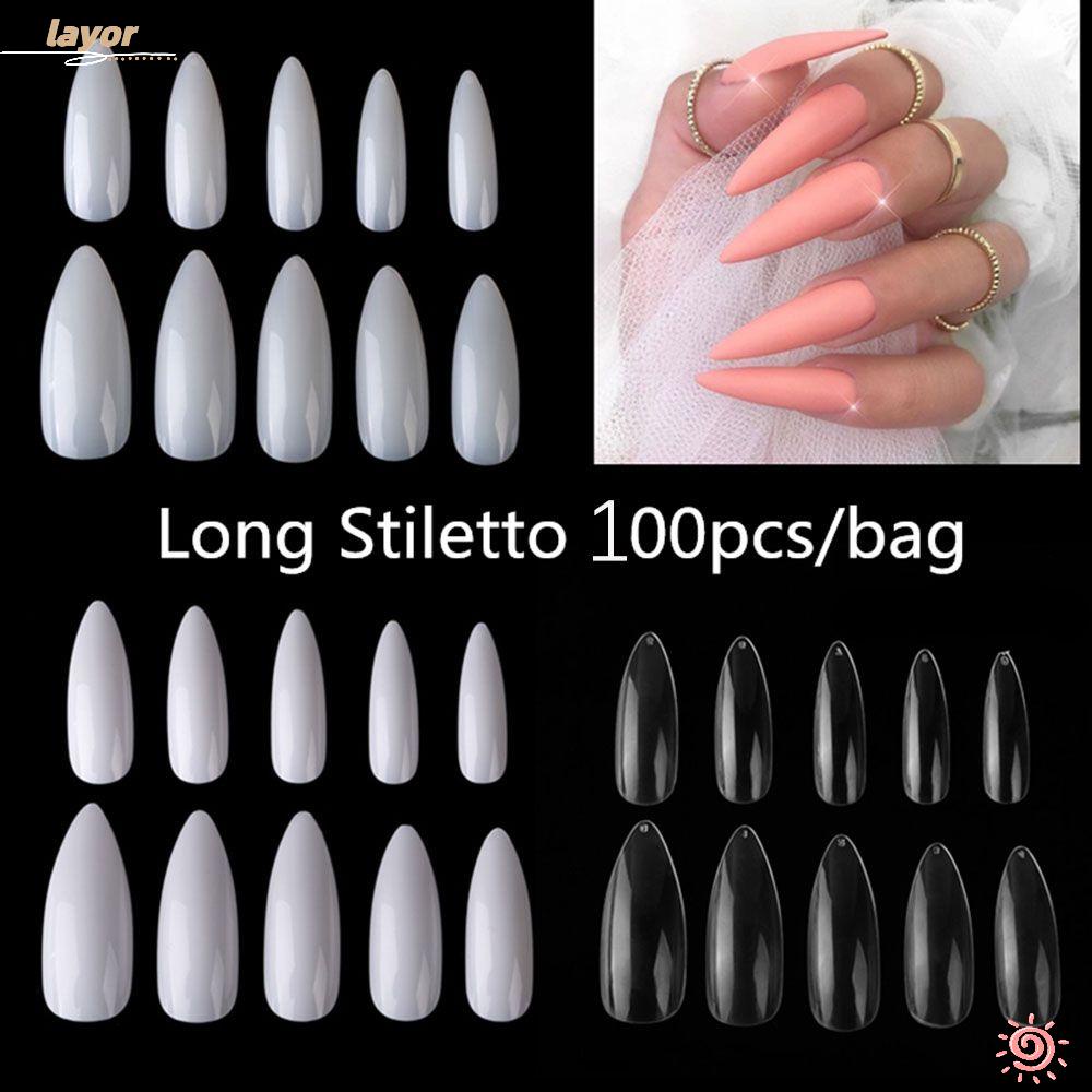 LAY Set 100 Móng Tay Giả 3 Màu Gel UV Acrylic Làm Đẹp