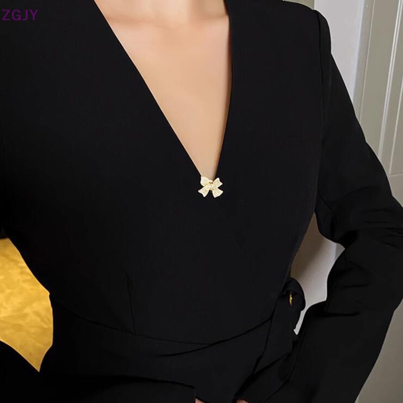 Ghim Cài Áo Hình Nơ Đính Đá Chống Ánh Sáng Thời Trang Đơn Giản Cho Nữ Mới