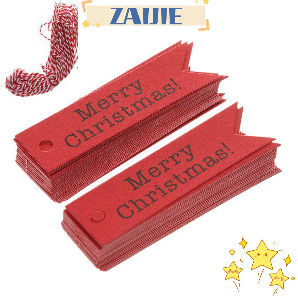 ZAIJIE24 24 / 100 Thẻ Giấy Kraft Kèm Dây Treo Dùng Gói Quà Giáng Sinh