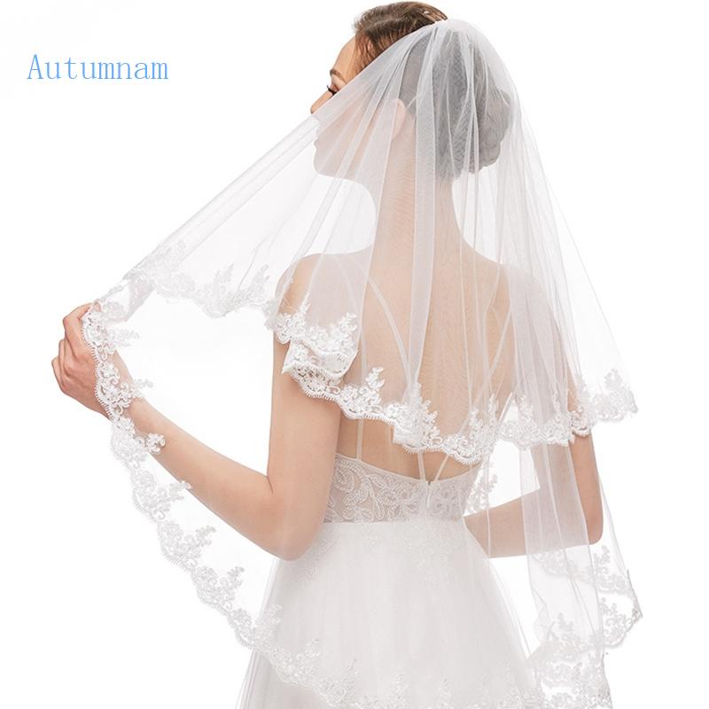 Mạng Che Mặt Vải Tuyn Hai Lớp Phối Ren Hoa Cho Cô Dâu