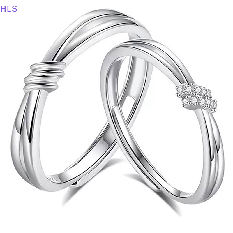 [HLS] Nhẫn Cặp Đôi Dạng Mở Đính Đá Zircon Thắt Nút Đơn Giản Điều Chỉnh Được Làm Quà Tặng K