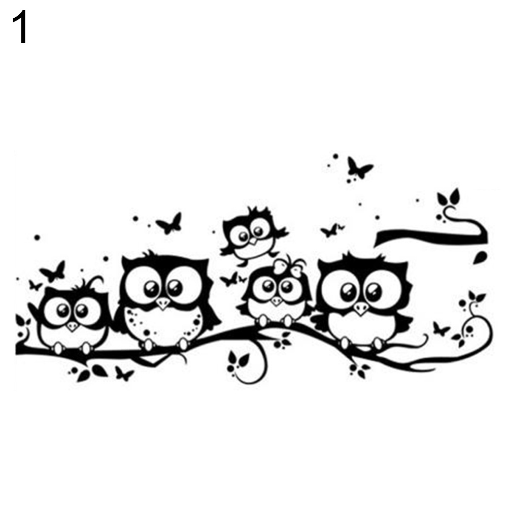 Miếng Dán Tường Trang Trí Hình Chim Cú Hoạt Hình Tháo Rời Được DIY Dành Cho Phòng Ngủ Trẻ Em